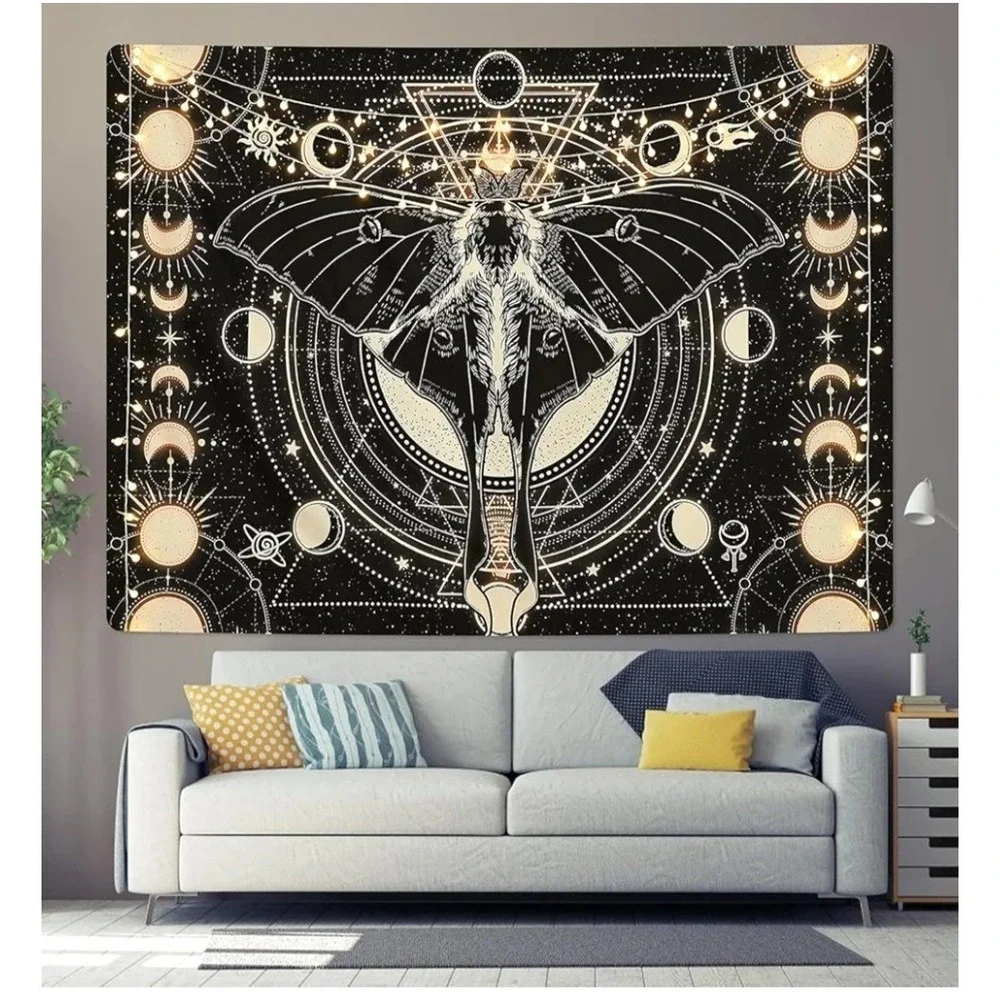 Moon Phase‎ Tapestry Vintage Butterfly Moth Tapestry Psychedelic 59.1